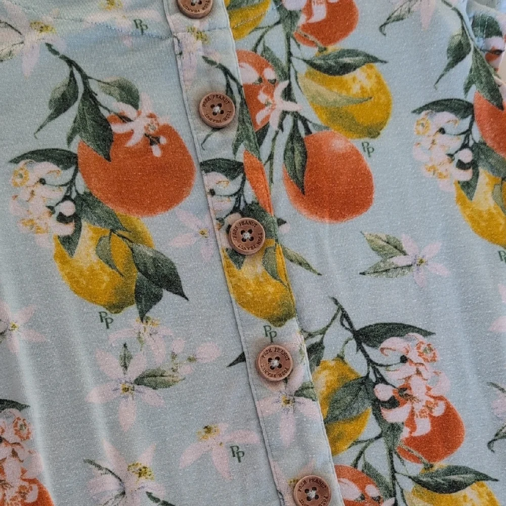 Posh Peanut High LowToddler Citrus Print Ruffle Hem Dress